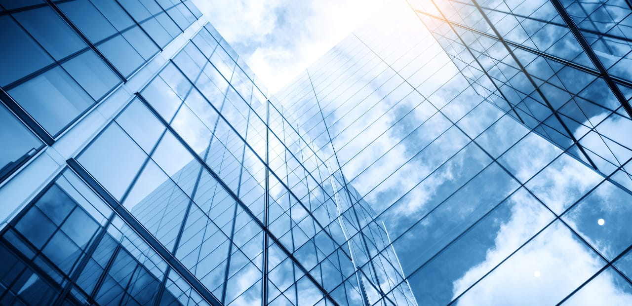 Abstract image of a mirrored building