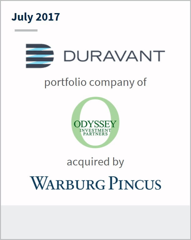 July 2017 Duravant a portfolio company of Odyssey has been acquired by Warburg Pincus