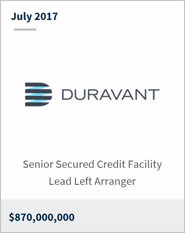 July 2017 Duravant $870,000,000 senior secured credit facility lead left arranger