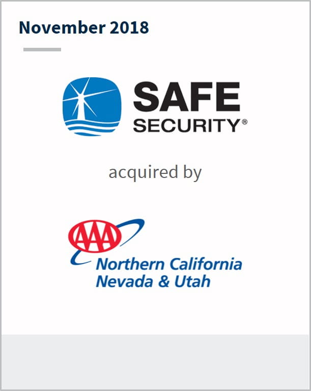 November 2018 SAFE Security has been acquired by Northern California Nevada & Utah 