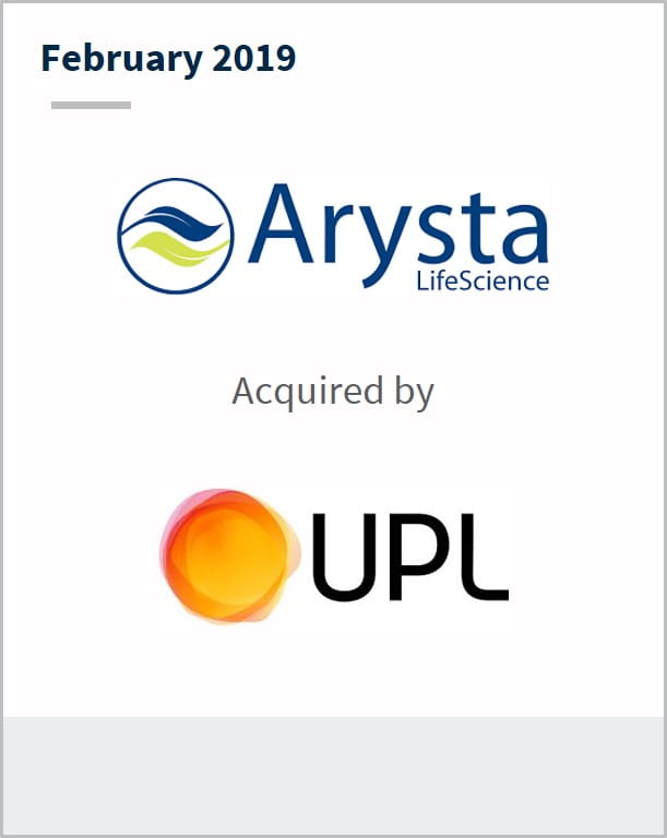 February 2019 Arysta acquired by UPL