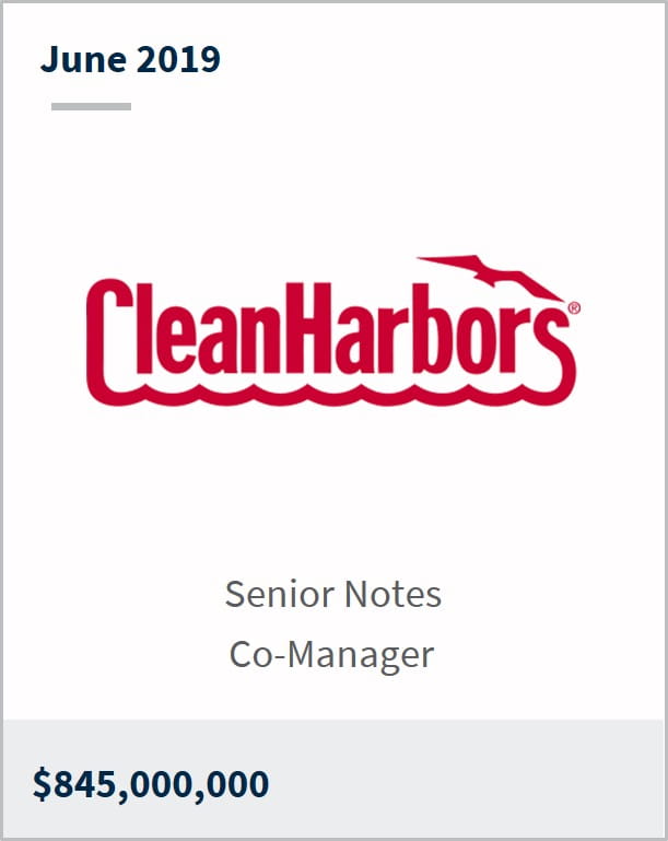 June 2019 Clean Harbors $845,000,000 senior notes co-manager 