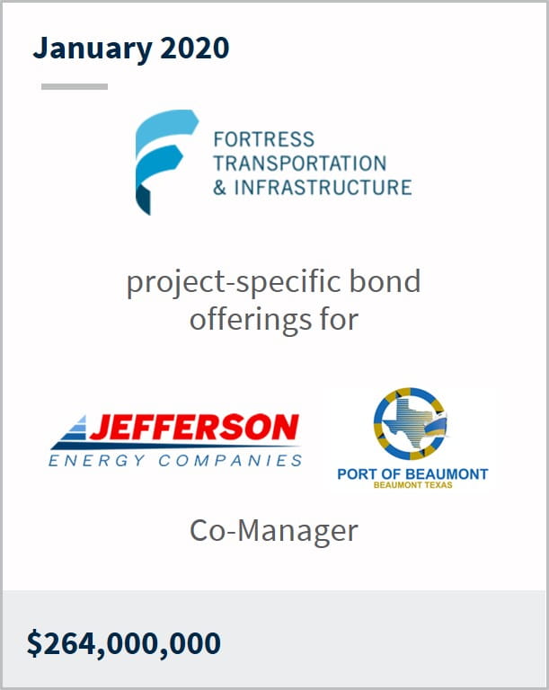January 2020 Fortress Transportation and Infrastructure project-specific bond offerings for multiple companies $264,000,000 co-manager 