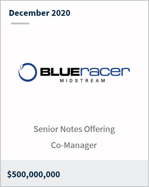 December 2020 Blue Racer Midstream $500M senior notes offering co-manager 