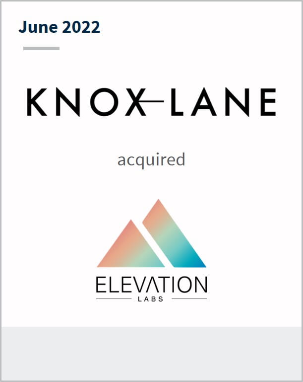 June 2022 Knox Lane acquired Elevation Labs