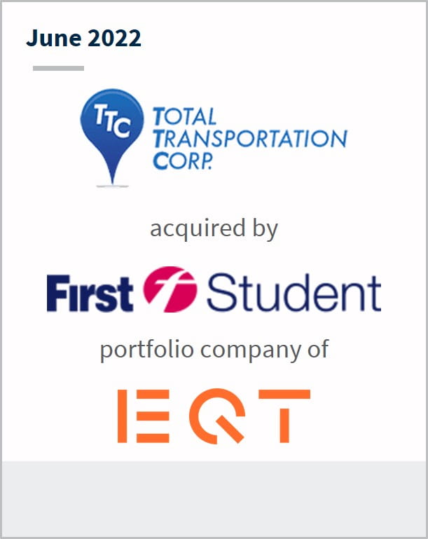 June 2022 Total Transportation Corp. acquired by First Student portfolio company of EQT
