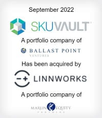 September 2022 SkuVault a portfolio company of Ballast Point  has been acquired by Linnworks a portfolio company of Marlin Equity