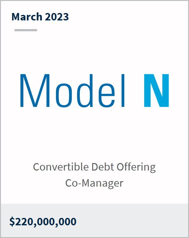 March 2023 Model N $220m Convertible Debt Offering Co-Manager