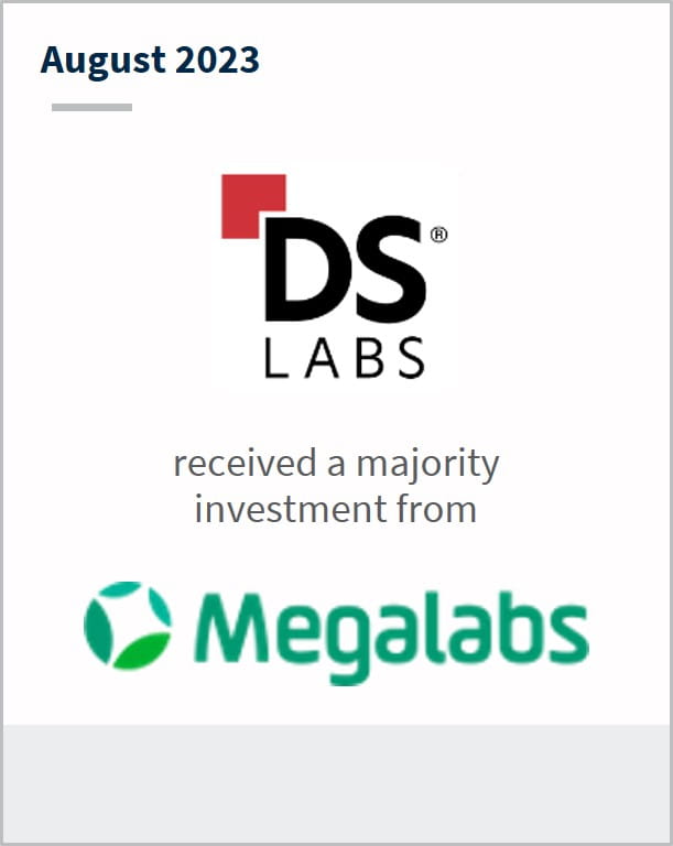 August 2023 DS Labs Has received a majority investments from Megalabs