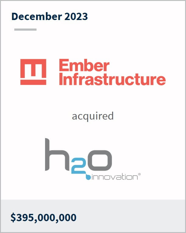December 2023 Ember Infrastructure Has acquired H2O Innovation C$395m