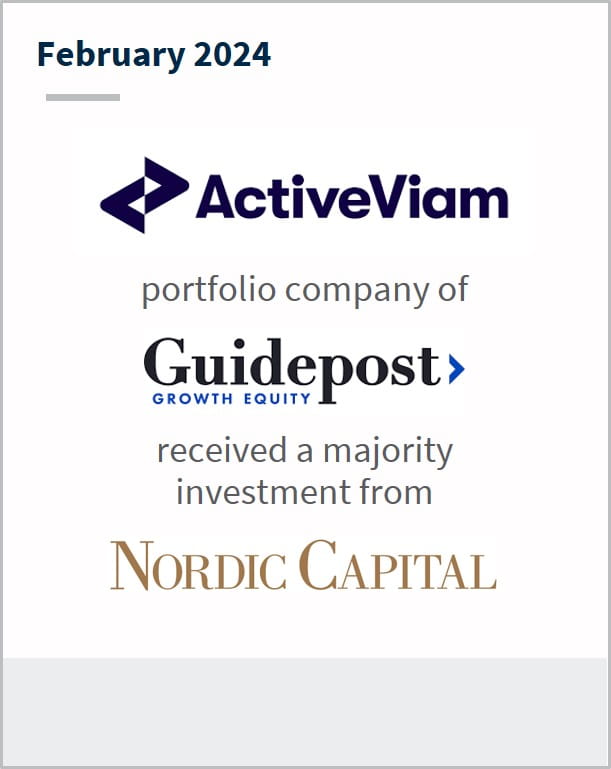 February 2024 ActiveViam A portfolio company of Guidepost Has received a majority investment from Nordic Capital