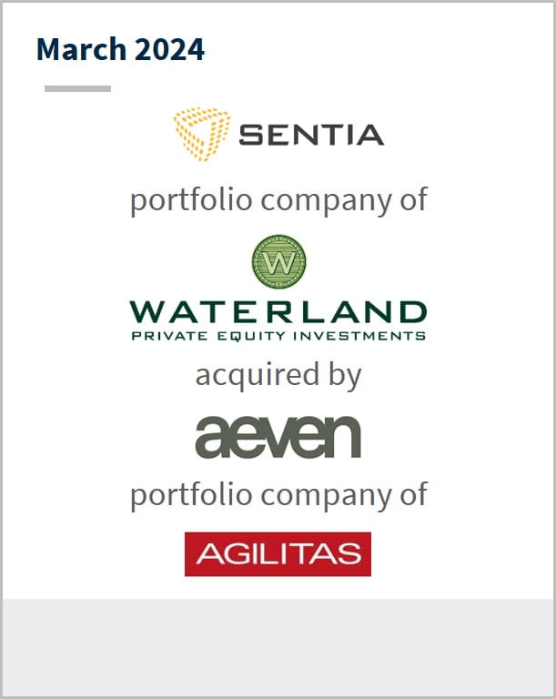 March 2024 Sentia A portfolio company of Waterland Has been acquired by Aeven A portfolio company of Agilitas