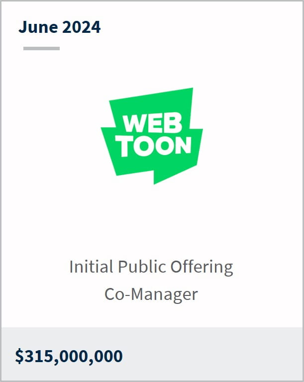 June 2024 Webtoon $315m Initial Public Offering Co-Manager