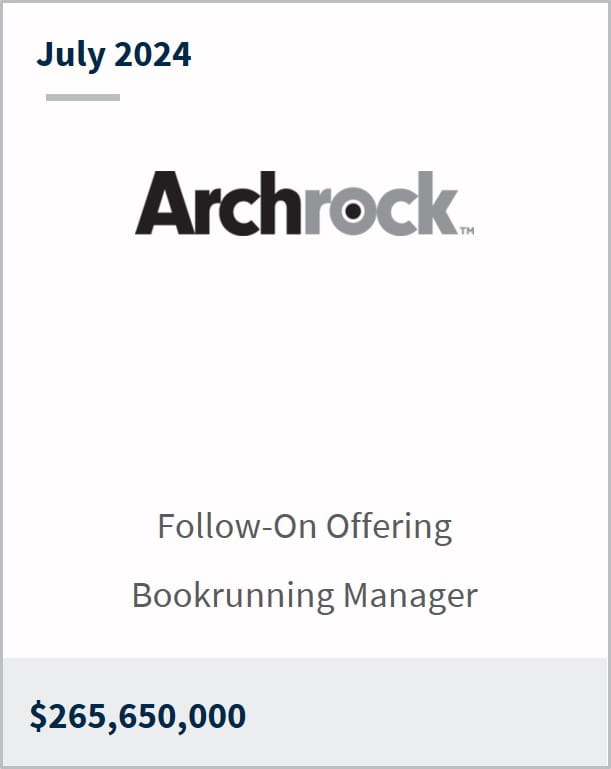 July 2024 Archrock Follow-On Offering Bookrunning Manager $265,650,000