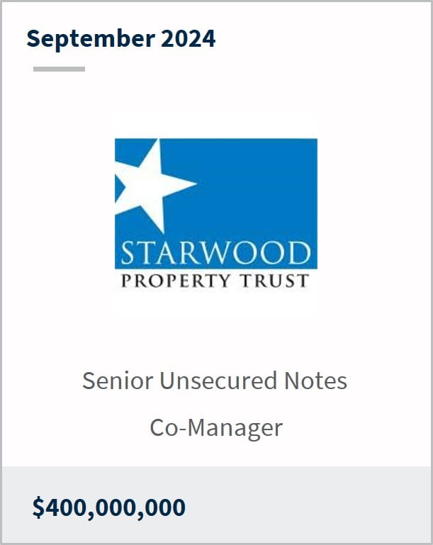 September 2024 Starwood Property Trust Senior Unsecured Notes Co-Manager $400,000,000