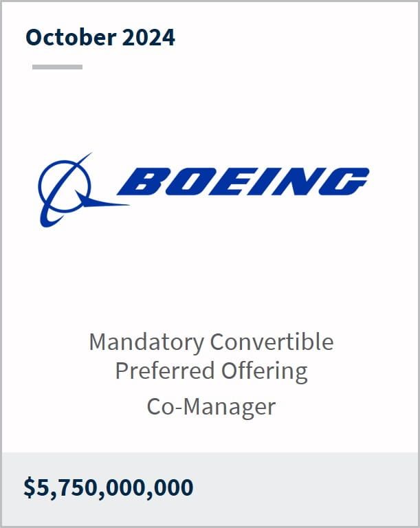 October 2024 Boeing Mandatory Convertible Preferred Offering Co-Manager $5,750,000,000
