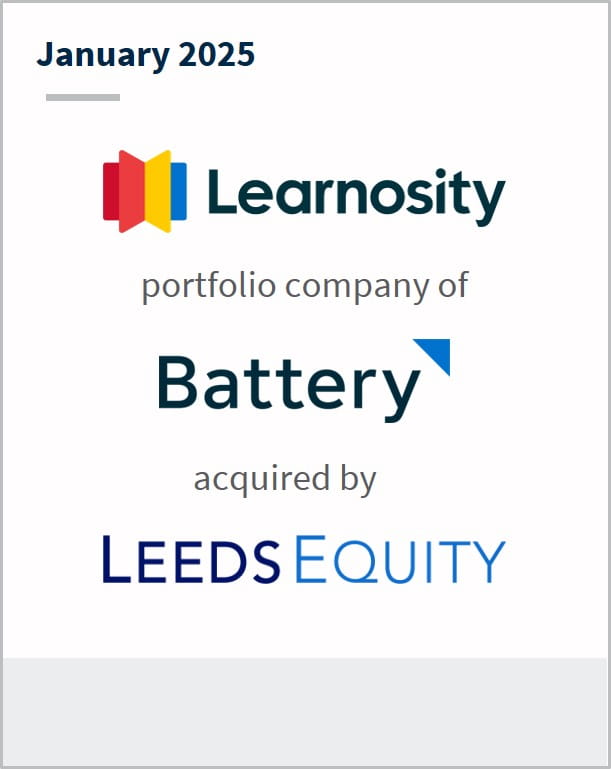 January 2025 Learnosity portfolio company of Battery acquired Leeds Equity