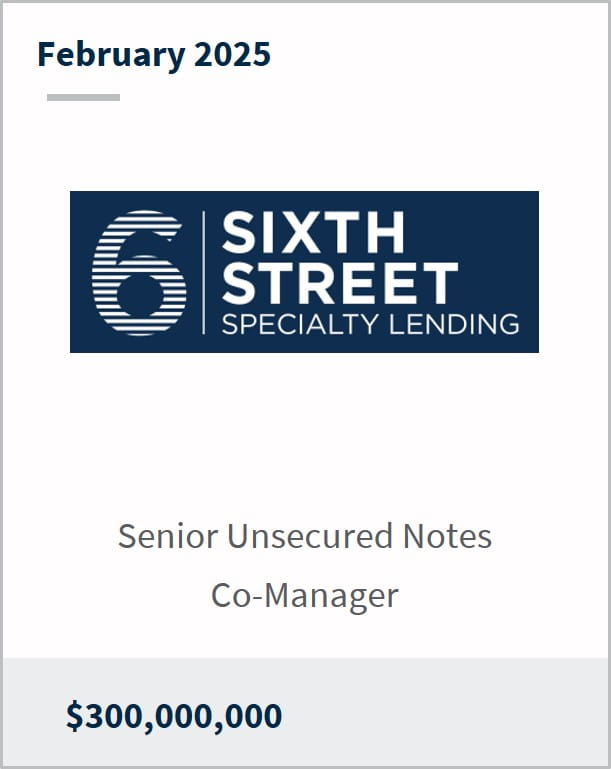 February 2025 Sixth Street Specialty Lending Senior Unsecured Notes Co-Manager $300,000,000