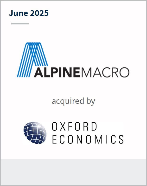 June 2025 Alpine Macro acquired by Oxford Economics