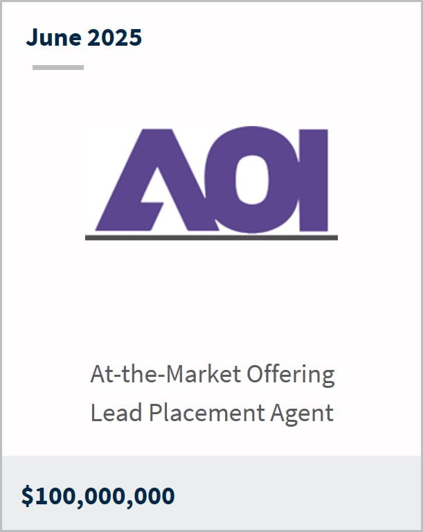 June 2025 AOI At-the-Market Offering Lead Placement Agent $100,000,000