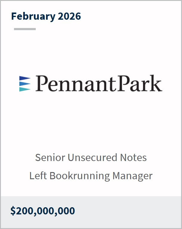 February 2026 PennantPark Senior Unsecured Notes Left Bookrunning Manager $200,000,000