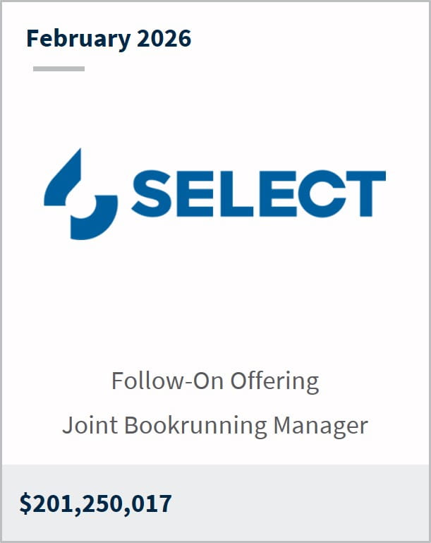 February 2026 Select Follow-On Offering Joint Bookrunning Manager $201,250,017