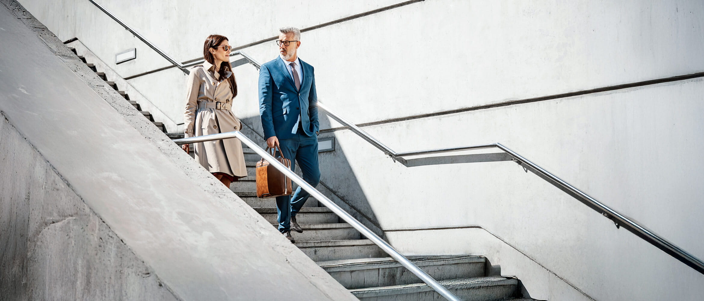 Advisors walking downstairs